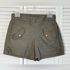 Banana Republic Linen Blend Utility Shorts Olive Green Pull On Women's Size XS